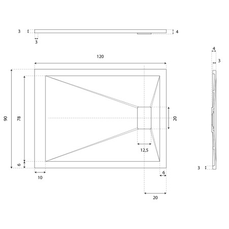Receveur de douche 120x90 cm extra plat - SAPHIR