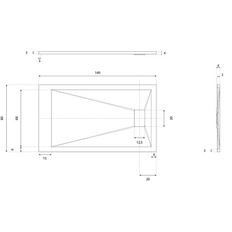Receveur de douche 140x80 cm extra plat - SAPHIR