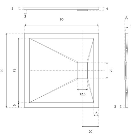 Receveur de douche 90x90 cm extra plat - SAPHIR