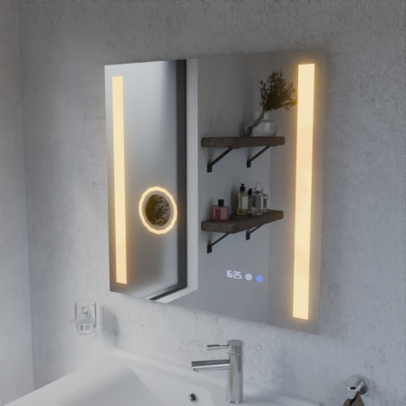 Miroir avec éclairage LED variable DUETTO - 70 cm x 70 cm  - Lumière chaude