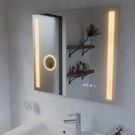 Miroir avec éclairage LED variable DUETTO - 80 cm x 70 cm  - Lumière chaude