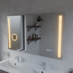 Miroir avec éclairage LED variable DUETTO - 120 cm x 70 cm  - Lumière chaude