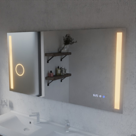 Miroir avec éclairage LED variable DUETTO - 140 cm x 70 cm  - Lumière chaude