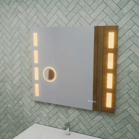 Miroir avec éclairage LED variable EXCELL PLUS - 80 cm x 70 cm - Lumière chaude