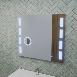 Miroir avec éclairage LED variable EXCELL PLUS - 80 cm x 70 cm - Lumière froide