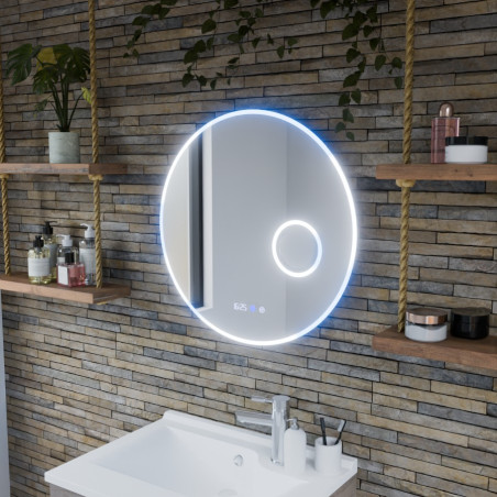 Miroir avec éclairage LED variable RONDI PLUS - Diamètre 60 cm - Lumière froide