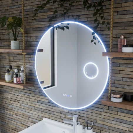 Miroir avec éclairage LED variable RONDI PLUS - Diamètre 80 cm - Lumière froide