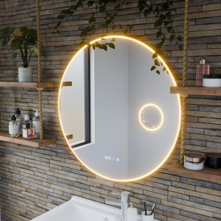 Miroir avec éclairage LED variable RONDI PLUS - Diamètre 80 cm - Lumière chaude