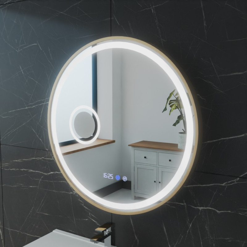 Miroir avec éclairage LED variable ORANA - Diamètre 60 cm - Contour cuivré - Lumière neutre Miroir avec éclairage LED variable ORANA - Diamètre 60 cm - Contour cuivré - Lumière neutre