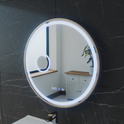 Miroir avec éclairage LED variable ORANA - Diamètre 60 cm - Contour cuivré - Lumière froide