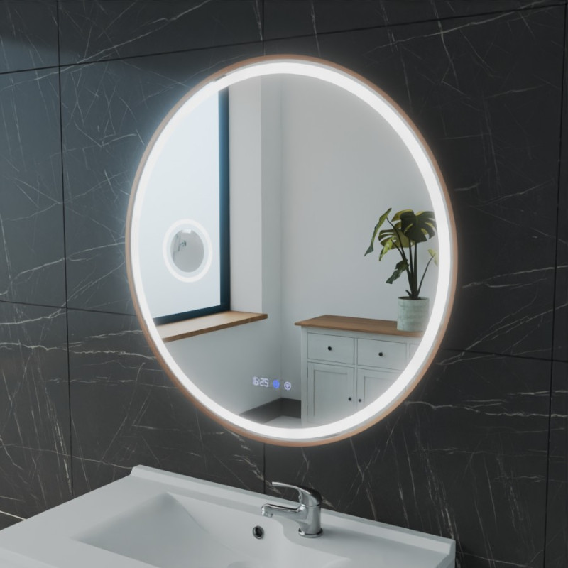 Miroir avec éclairage LED variable ORANA - Diamètre 80 cm - Contour cuivré - Lumière neutre Miroir avec éclairage LED variable ORANA - Diamètre 80 cm - Contour cuivré - Lumière neutre