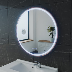 Miroir avec éclairage LED variable ORANA - Diamètre 80 cm - Contour cuivré - Lumière froide
