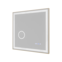 Miroir avec éclairage LED variable CARA - 70 cm x 70 cm - Cadre cuivré