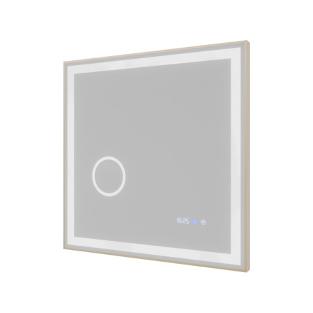 Miroir avec éclairage LED variable CARA - 70 cm x 70 cm - Cadre cuivré