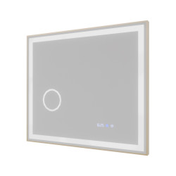Miroir avec éclairage LED variable CARA - 80 cm x 70 cm - Cadre cuivré
