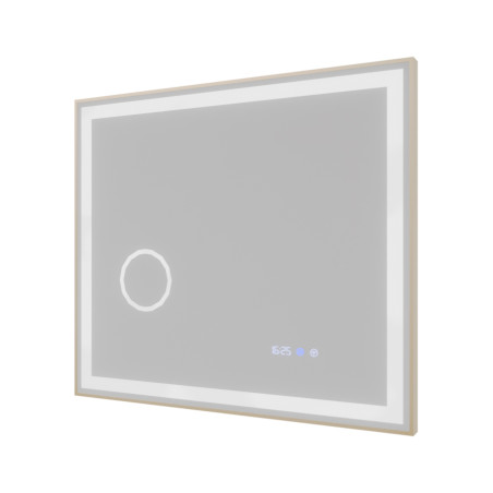 Miroir avec éclairage LED variable CARA - 80 cm x 70 cm - Cadre cuivré