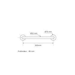 Barre d'appui pour douche sécurisée - barre droite 30 cm en inox à fixer