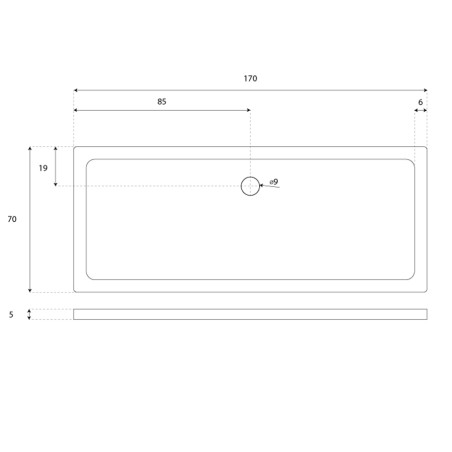 Receveur de douche en acrylique blanc effet ardoise - Dimensions 170 cm x 70 cm x 5 cm - CRYSTA