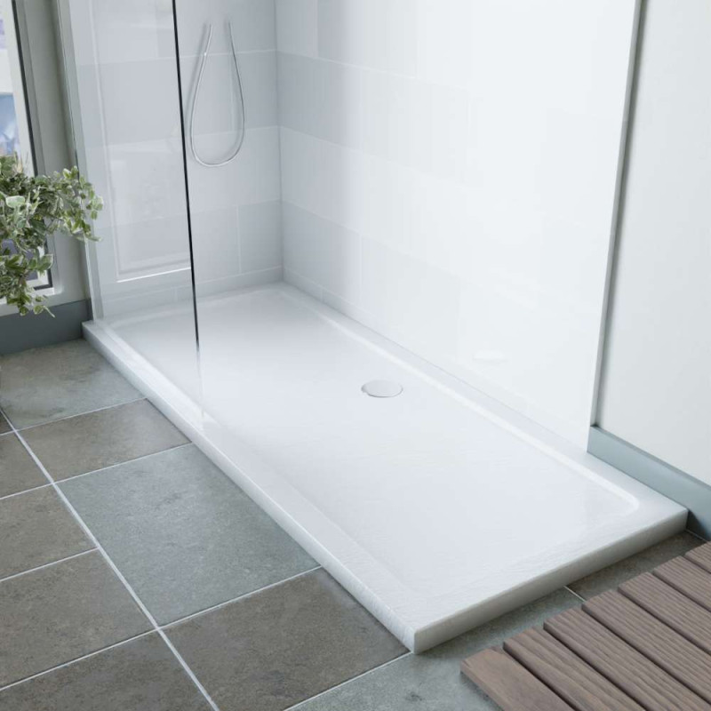 Receveur de douche en acrylique blanc effet ardoise - Dimensions 170 cm x 70 cm x 5 cm - CRYSTA Receveur de douche en acrylique blanc effet ardoise - Dimensions 170 cm x 70 cm x 5 cm - CRYSTA