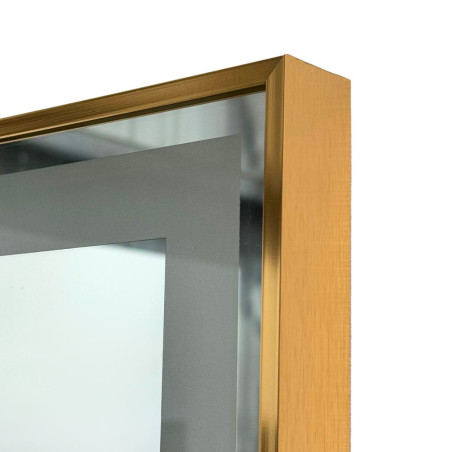 Miroir avec éclairage LED variable CARA - 70 cm x 70 cm - Cadre cuivré