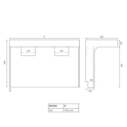 Meuble double vasque PMR EPURE 120 cm avec miroir led Elégance ht105 - Blanc brillant