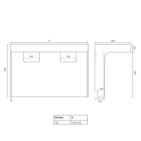Meuble double vasque PMR EPURE 120 cm avec miroir led Elégance ht105 - Blanc brillant