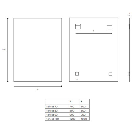 Miroir simple de salle de bain REFLET -90 cm x 105 cm