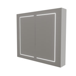 Armoire de toilette BOXLED - 80 cm avec portes miroir, éclairage LED intégré et prise 220 V à l'intérieur - Créazur FRANCE