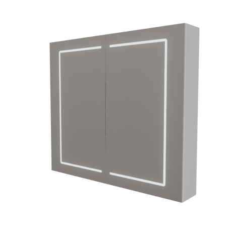 Armoire de toilette BOXLED - 80 cm avec portes miroir, éclairage LED intégré et prise 220 V à l'intérieur - Créazur FRANCE