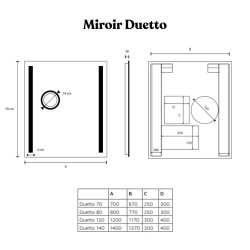 Miroir avec éclairage LED variable DUETTO - 70 cm x 70 cm 