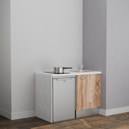 Kitchenette K08L-PT - 120 cm avec plan de travail et évier - emplacement frigo