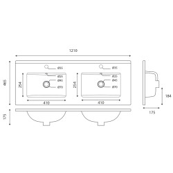 Plan double vasque en céramique CERATOP - 120 cm