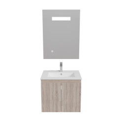 Meuble PROLINE 60 cm avec plan vasque et miroir Elégance ht80