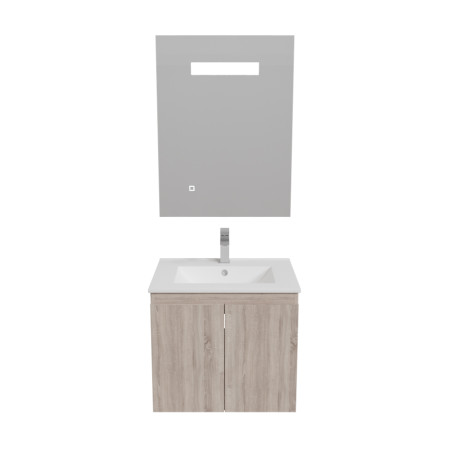 Meuble PROLINE 60 cm avec plan vasque et miroir Elégance ht80