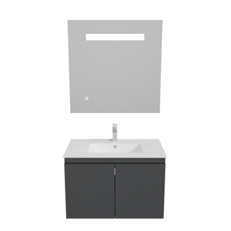 Meuble PROLINE 80 cm avec plan vasque et miroir Elégance ht80