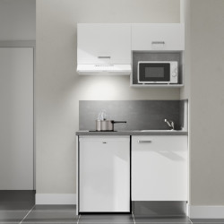 Kitchenette K02L-PT - 120 cm avec plan de travail et évier - emplacements frigo, hotte et micro-ondes