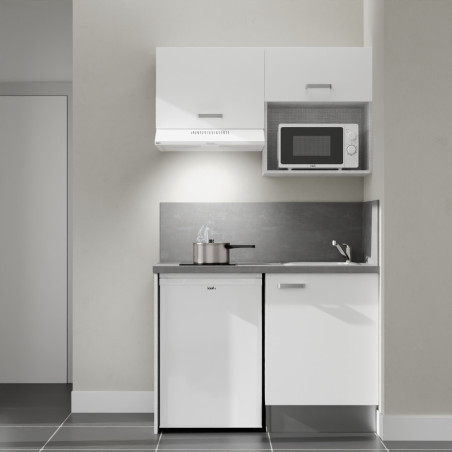 Kitchenette K02L-PT - 120 cm avec plan de travail et évier - emplacements frigo, hotte et micro-ondes