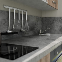 Plan de travail gris effet béton de cuisine en stratifié - 180 x 63 cm