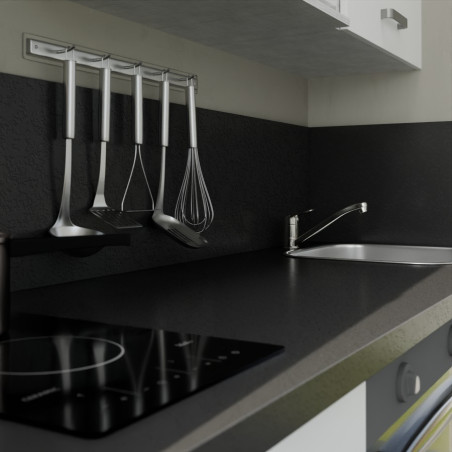 Plan de travail noir texturé de cuisine en stratifié - 180 x 63 cm