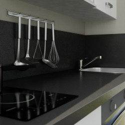 Crédence pour plan de travail stratifié noir effet pierre - 140 x 35 cm
