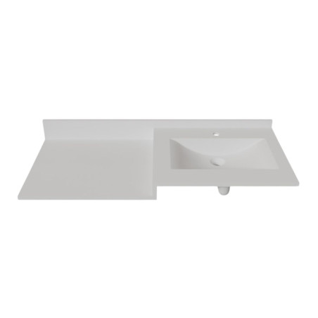 Plan vasque ATOLL avec vasque déportée à droite et plan de toilette - 120 cm