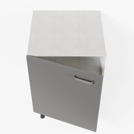 Meuble de cuisine bas 1 porte et 1 étagère - 60 cm - façades grises