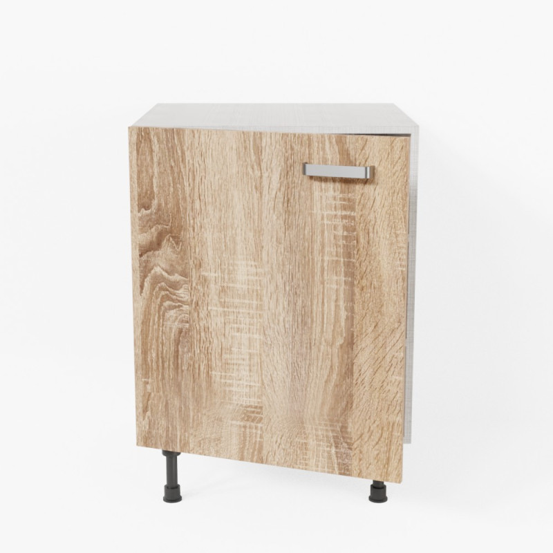 Meuble de cuisine bas 1 porte et 1 étagère - 60 cm - façades bois Meuble de cuisine bas 1 porte et 1 étagère - 60 cm - façades bois
