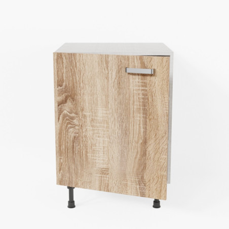 Meuble de cuisine bas 1 porte et 1 étagère - 60 cm - façades bois