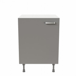 Meuble de cuisine bas 1 porte et 1 étagère - 60 cm - façades grises