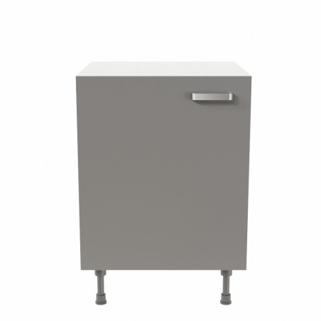 Meuble de cuisine bas 1 porte et 1 étagère - 60 cm - façades grises