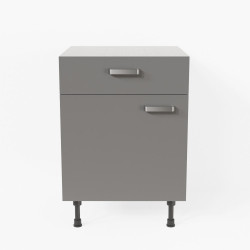 Meuble de cuisine bas - 1 porte + 1 tiroir - 60 cm - Gris