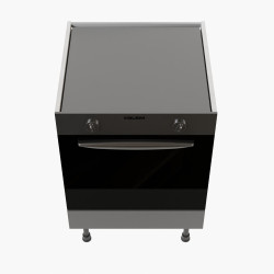 Meuble bas pour four encastrable - 60 cm - façades grises