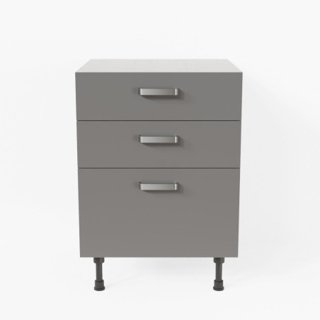 Meuble de cuisine bas - Casserolier - 60 cm - Gris