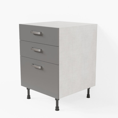 Meuble de cuisine bas - Casserolier - 60 cm - Gris